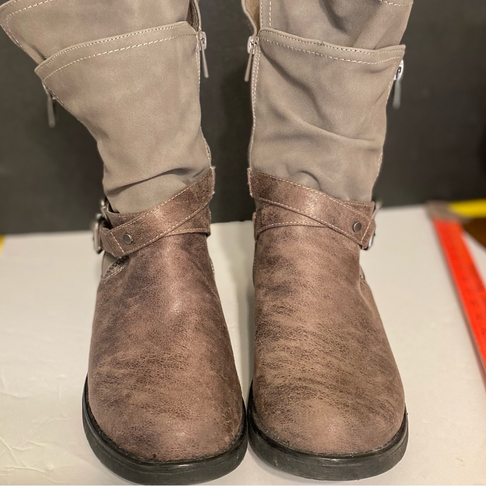 Torrid Grey STRAPPY SLOUCH MOTO BOOTS 9.5W - Picture 8 of 13